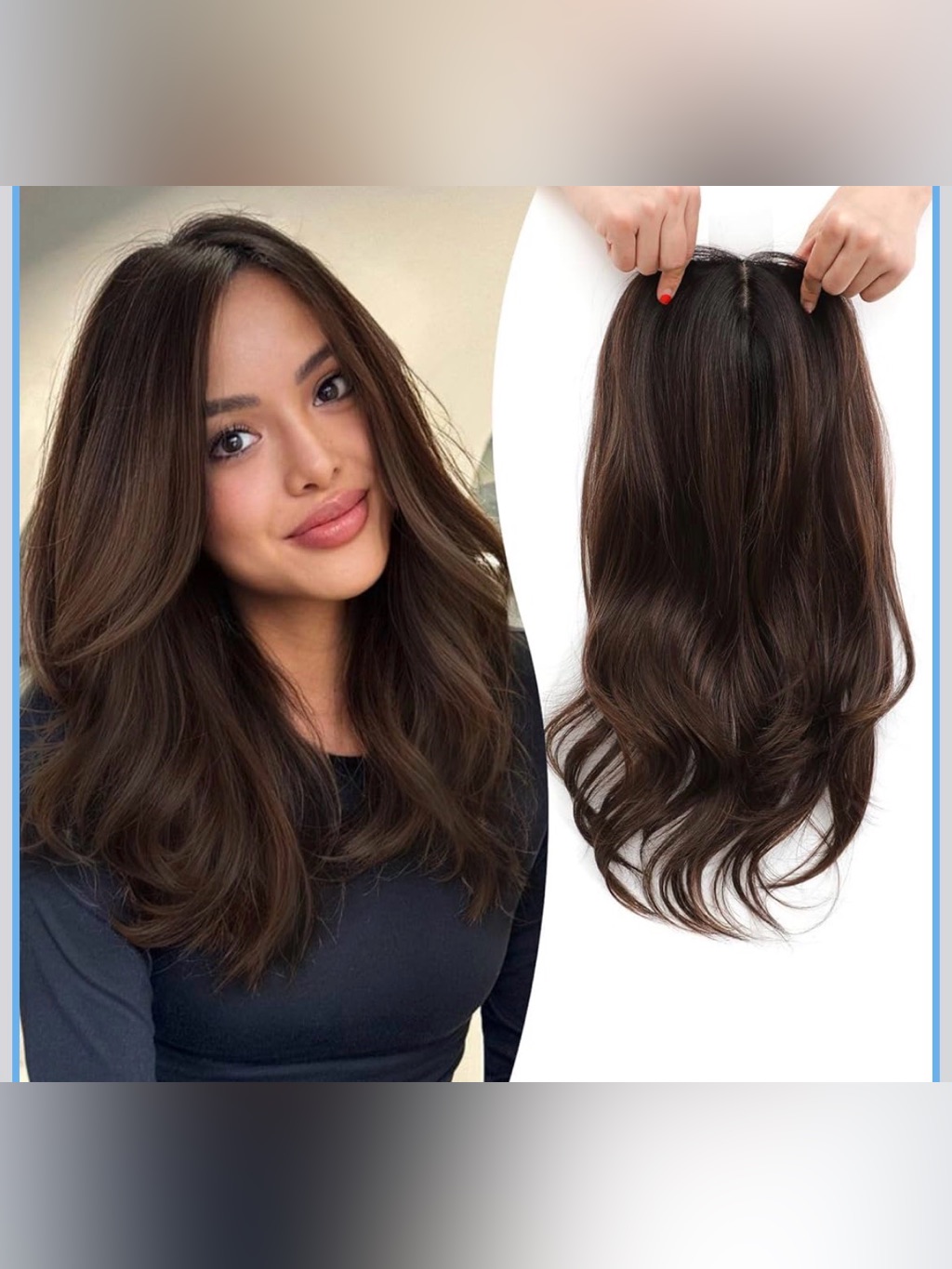 Fine Plus 18 Inch Hair Topper For Women With Thinning Hair, Synthetic